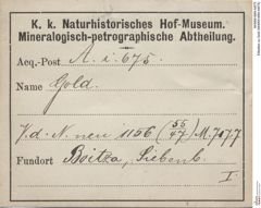 Etiketten zu Gold (NHMW-MIN-Ai675)
